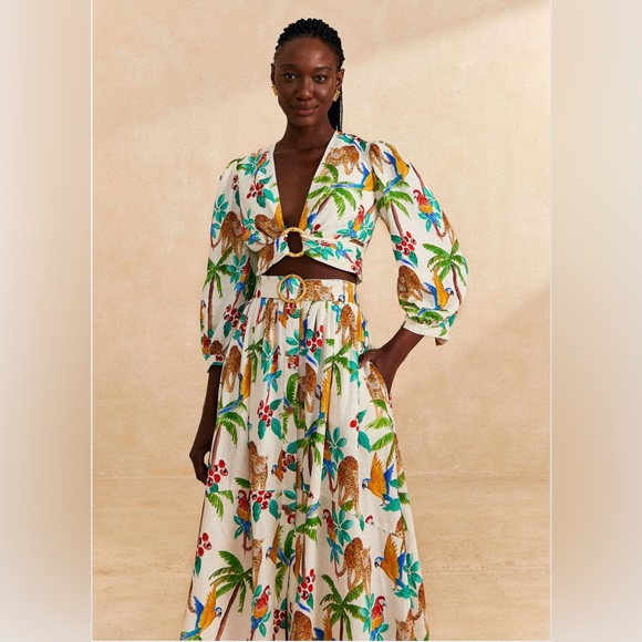 NWT FARM Rio Tropical Paradise Midi Skirt - Picture 2 of 9